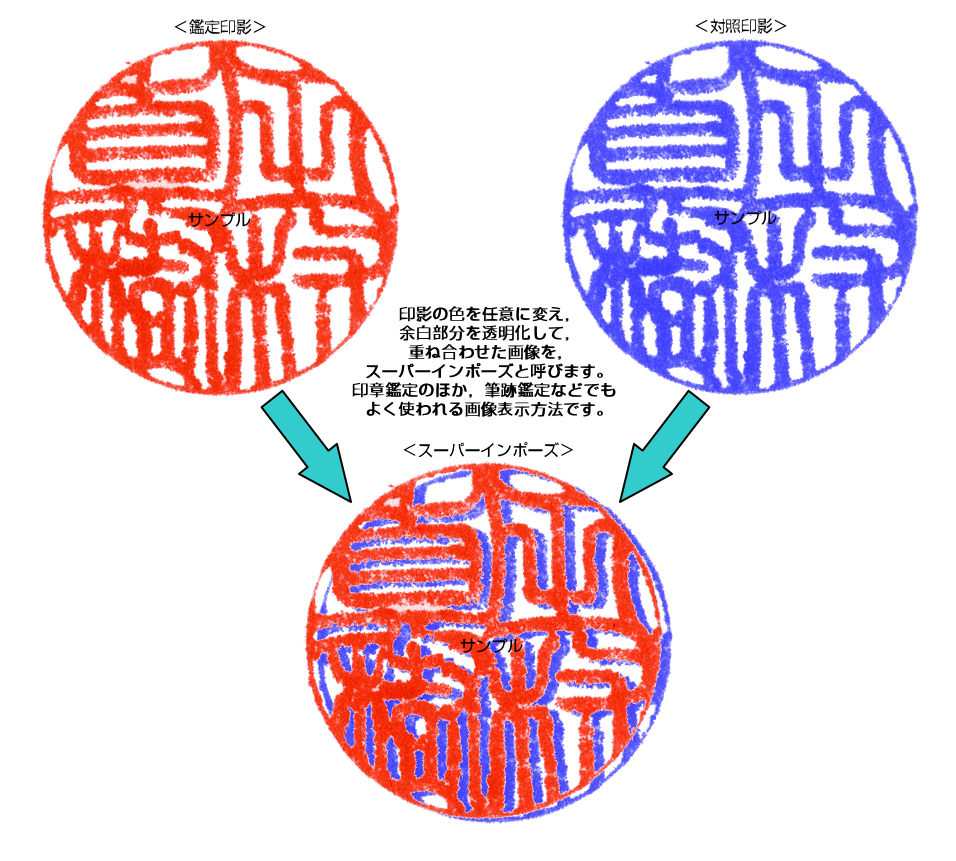 印章鑑定における，印影をスーパーインポーズした画像