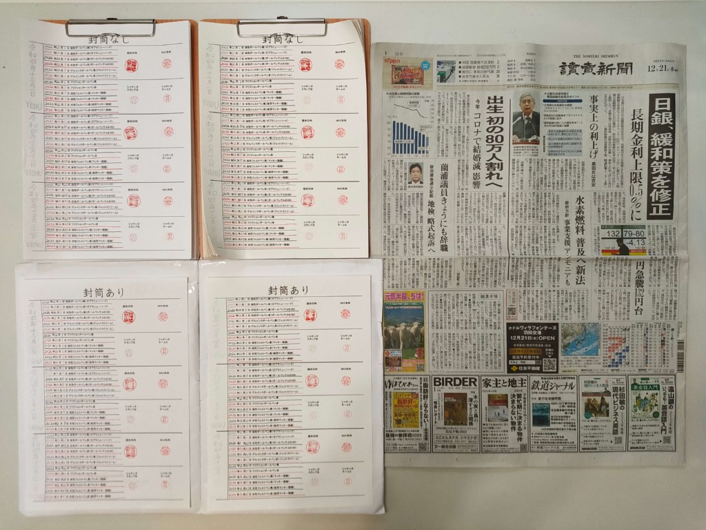 筆跡鑑定と印章鑑定の研究用試料の作成：2022年12月21日