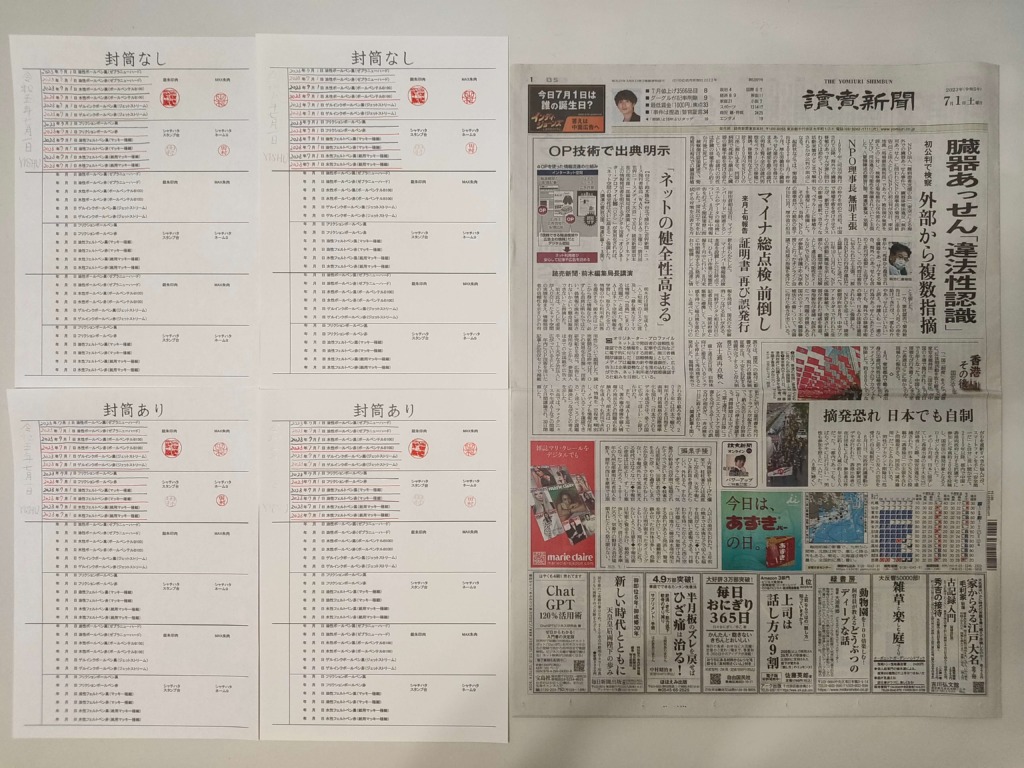 筆跡鑑定と印章鑑定の研究用試料の作成：2023年7月1日