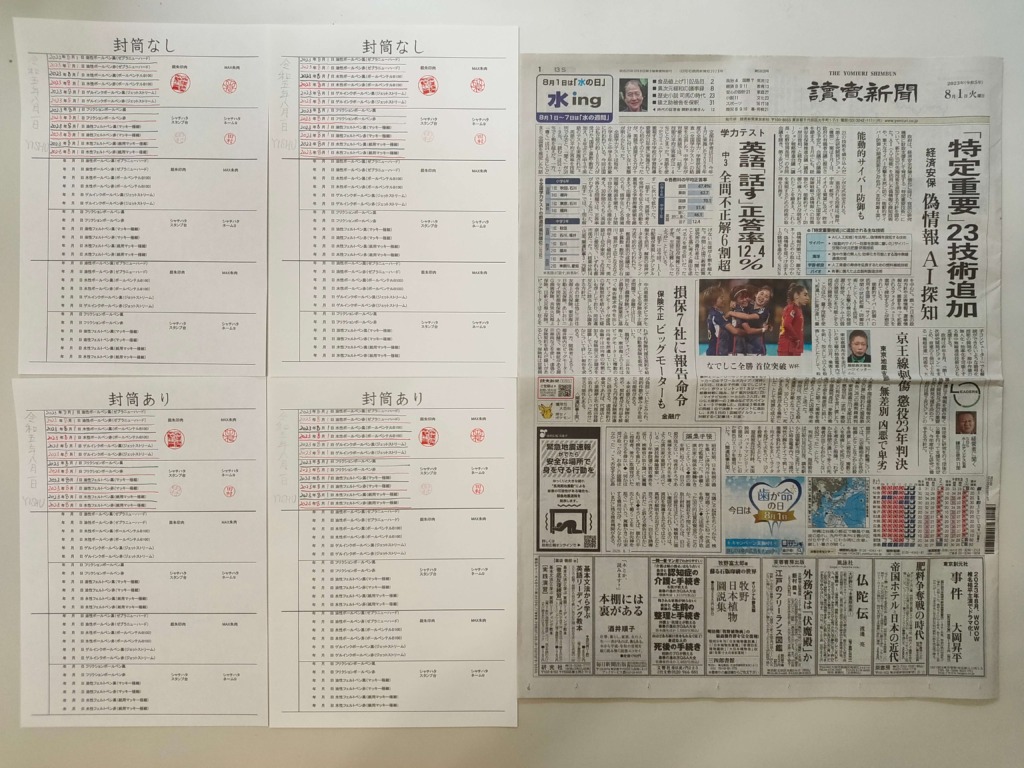 筆跡鑑定と印章鑑定の研究用試料の作成：2023年8月1日